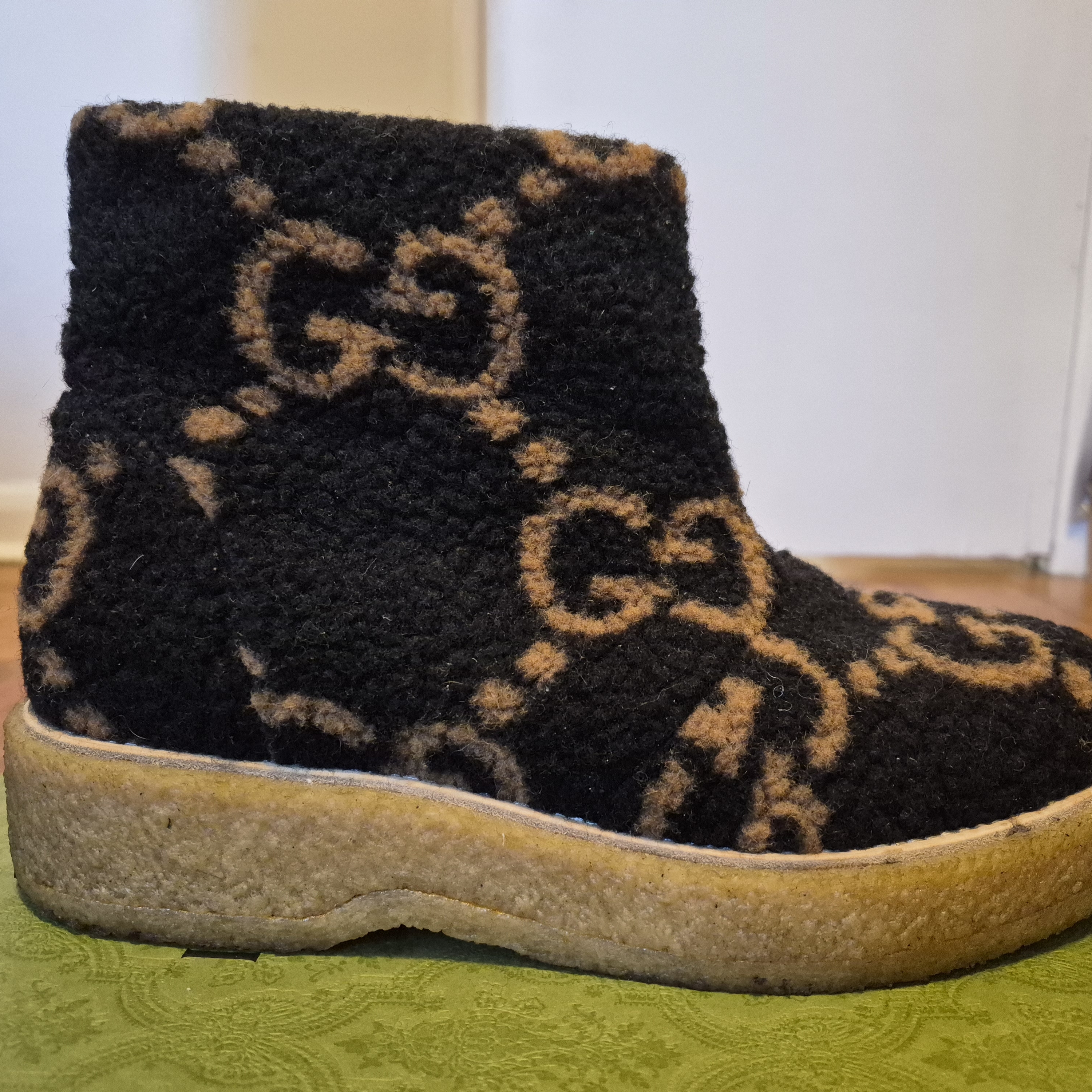 Gucci Black & Tan Gg Logo Kids Ankle Boot